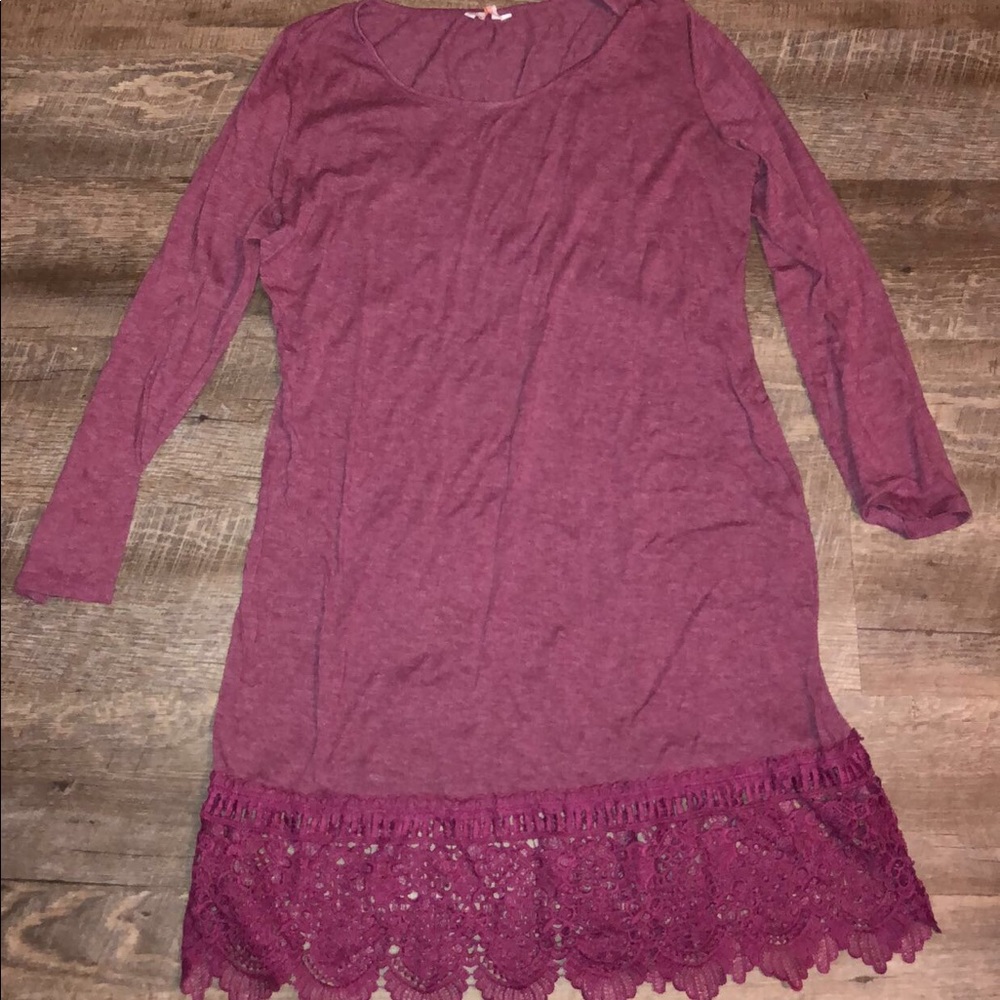 A dark pink long sleeve dress